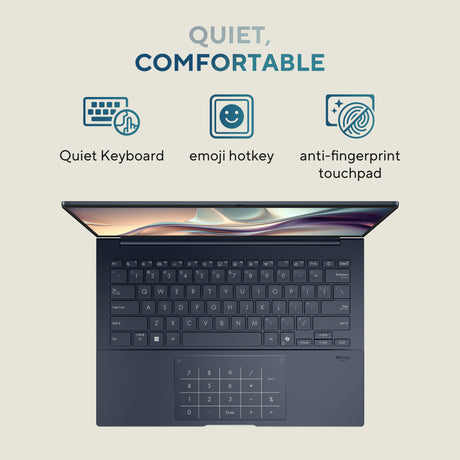 Asus zenbook 14 oled ux3405ca-qlnad7w 14 laptop (blauw | core ultra 9 285h | arc 140t | 32 gb | 1 tb ssd)