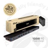 Club 3D USB-C 3.2 Gen1 Triple Display Dynamic PD Charging Dock 100W Docking Station (Black)