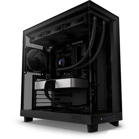Nzxt h6 flow midi-tuermgehäuse (schwaarz | 2x USB-A | 1x USB-C | temperéiert Glas)