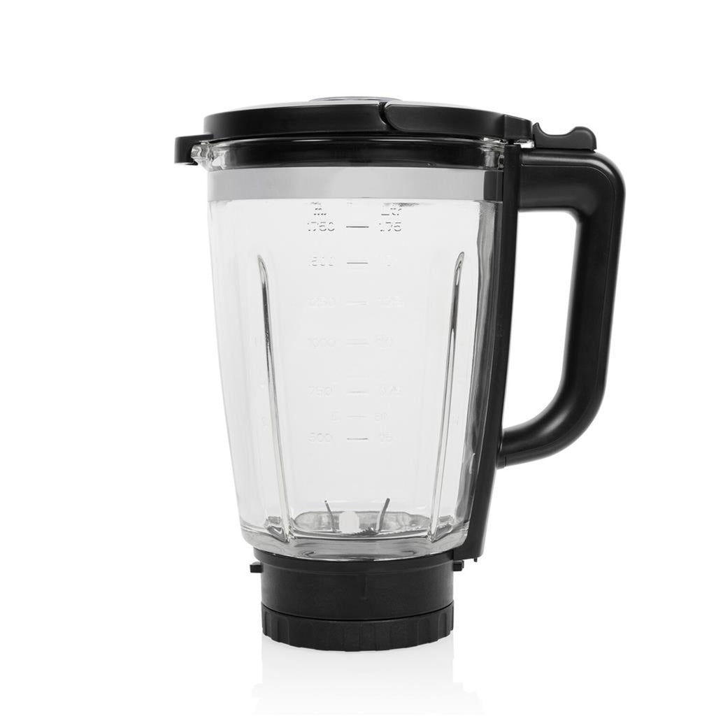 Princess 212094 blender solid pro (stainless steel black, 1.75 litres | stainless steel 6-blade knife block | auto-clean function | dishwasher-safe parts)