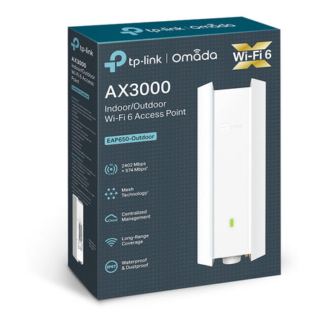 Tp-link omada eap650-outdoor ax3000 wifi 6 access point (white, poe)