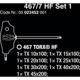 Conjunto Wera 467 7 torx hf 1 chave de fenda Phillips + rack, 7 peças (preto verde, com função de retenção)