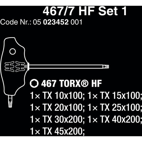 Wera 467 7 torx hf komplet 1 križni izvijač + stojalo, 7 kosov (črno zeleni, s funkcijo držala)