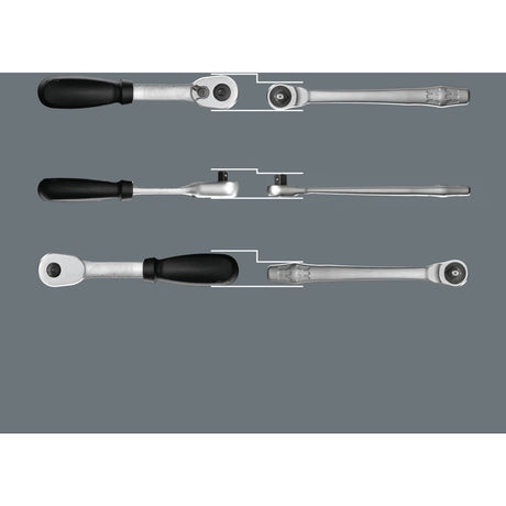 Wera 8100 SA 7 Zyklop Metal Ratchet Set Push-Through Square 1/4 Tool Set (28-Piece)