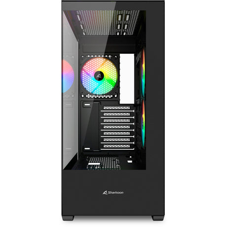 Sharkoon sk6 argb Midi Tower Gehäuse (schwaarz | 2x usb-a | rgb | temperéiert Glas)