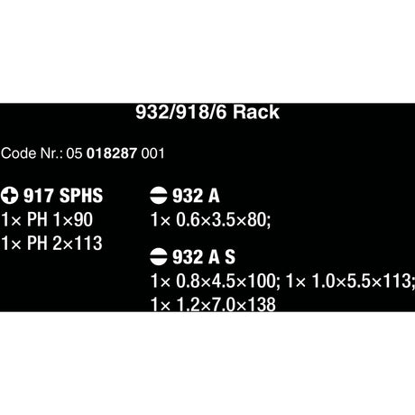 Wera 932 S/6 Screwdriver Set Kraftform + Rack (Black, Yellow, 6-Piece)