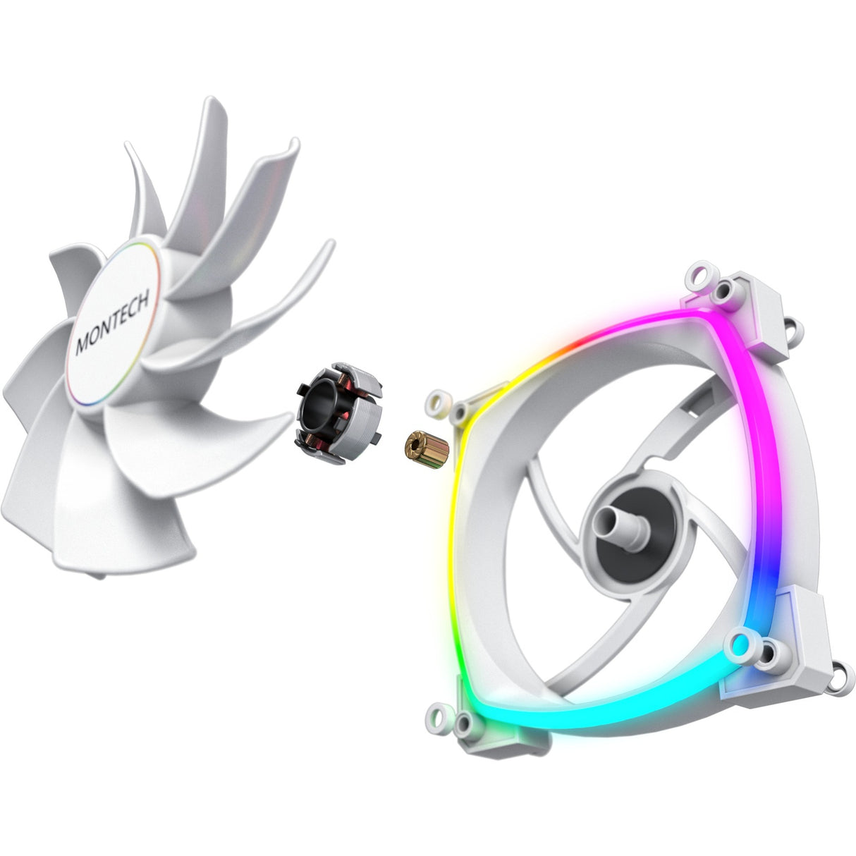 Montech RX140 PWM RGB case fan (white, 140 x 25 x 140 mm, 3-pin ARGB)