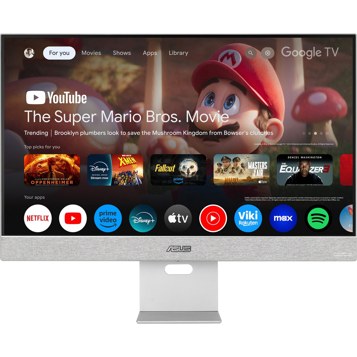 Asus zenscreen smart ms27uc 27 4k uhd monitor (grijs, displayport, hdmi, usb-c, audio, wlan, android 11)
