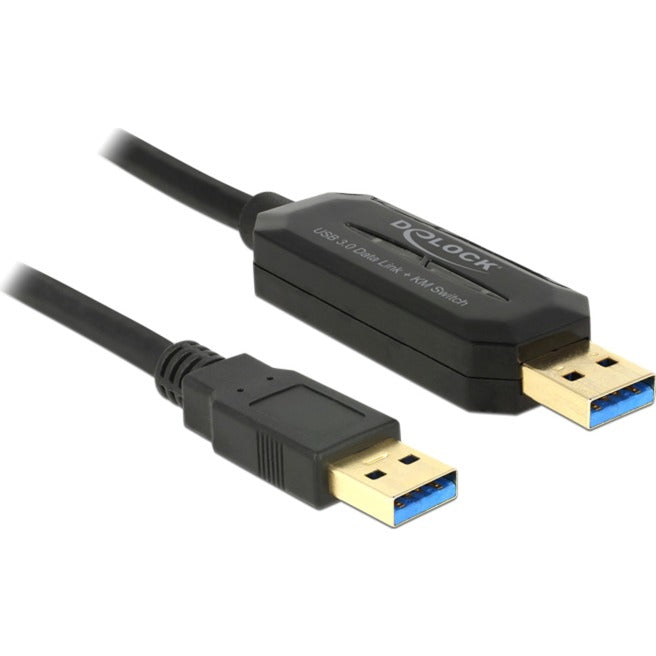 Delock duomenų jungtis + km jungiklis USB 3.0 > USB 3.0 laidas (juodas, 1,5 metro)