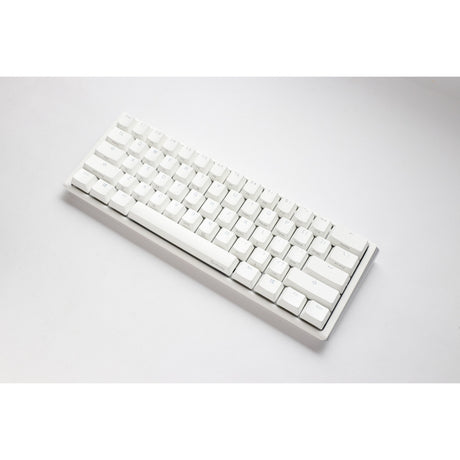 „Ducky one 3“ klasikinė grynai balta mini RGB mechaninė klaviatūra (balta, us išdėstymas (qwerty), cherry mx red, 60%, rgb led, dvigubo kadro pbt, keičiamas karštuoju režimu, „quack“ mechanika)