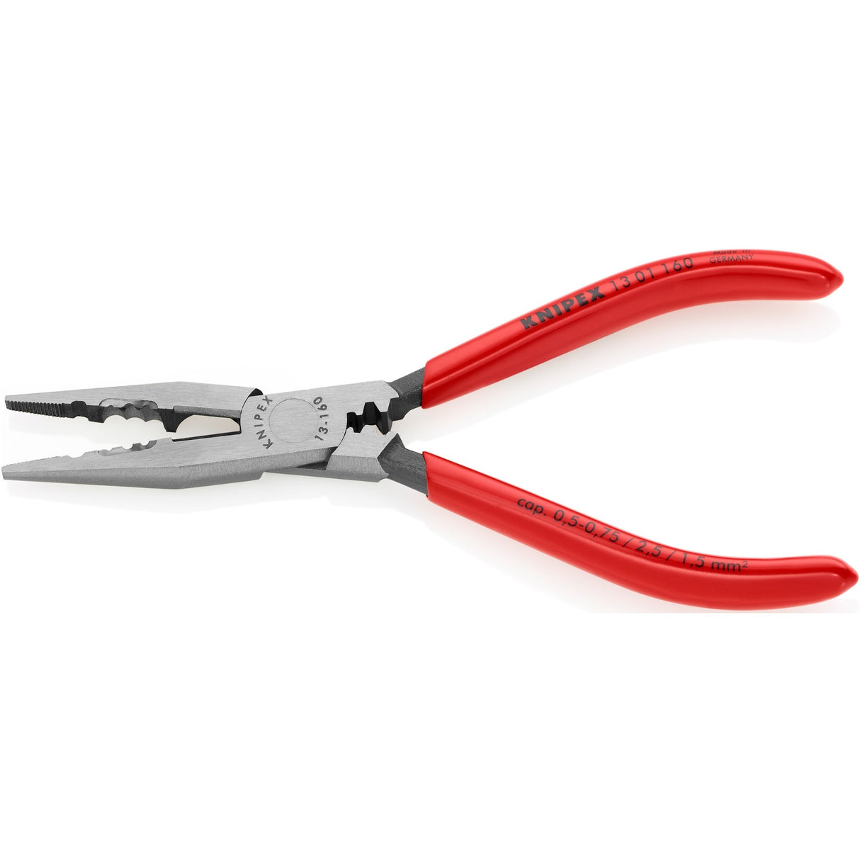 Knipex ledningstenger svart atramentert med plastbelegg 160 mm - 1301160