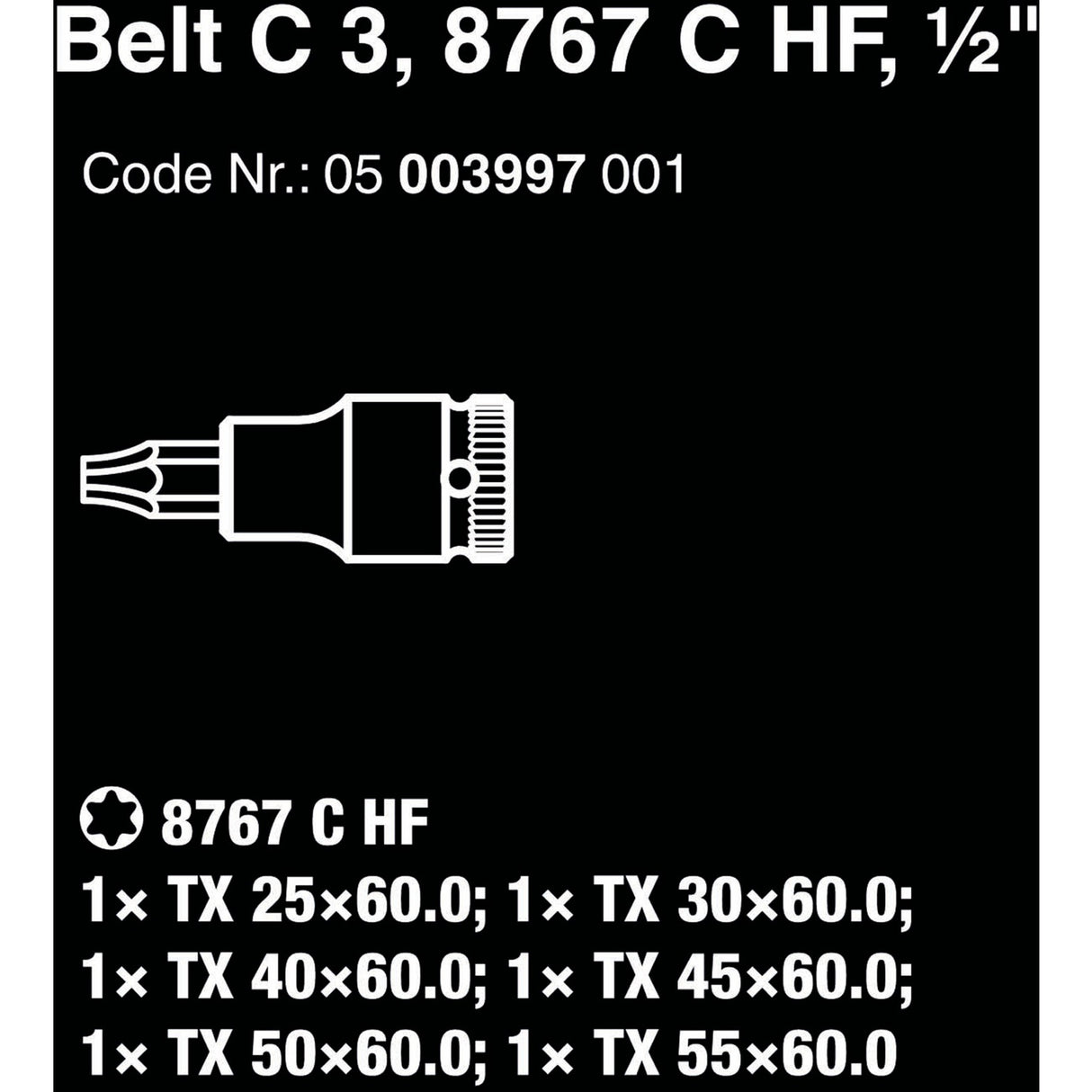 Wera belt c 3 zyklop hylsnyckel, 1 2 hylsnyckel (svart, 6-delad, med hållarfunktion)