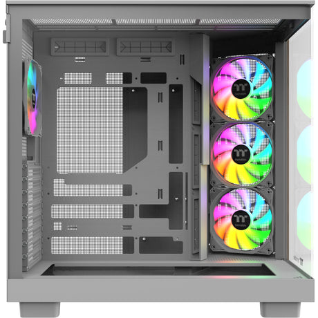Thermaltake View 380 XL WS ARGB Midi Tower Case (White Wood Color | 2x USB-A | 1x USB-C | RGB | Tempered Glass)