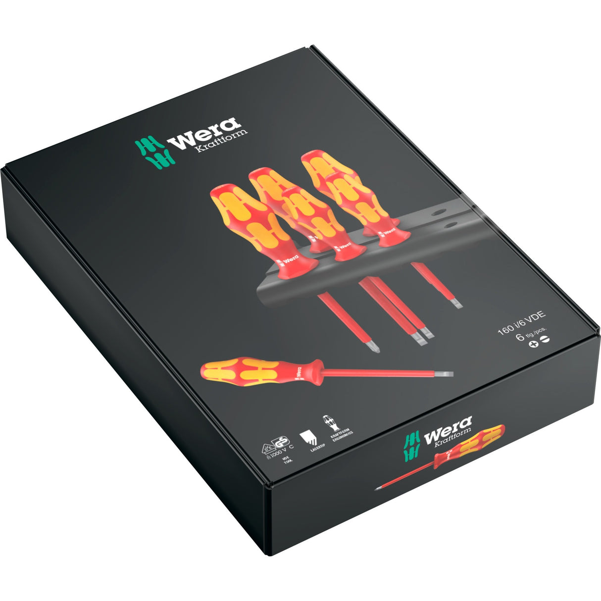 Wera 160 i 6 Schrauberset Kraftform Plus Serie 100 + Rack (rout giel, 6 Stéck)