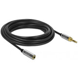 Delock Stereo Jack 3,5 mm 3-Pin männlech > weiblech Verlängerungskabel (schwaarz, 5 Meter)