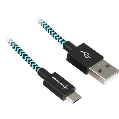 Sharkoon USB 2.0 Kabel, USB-A > Micro-USB B (schwaarz hellblo, 0,5 Meter)
