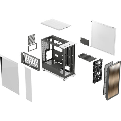 Fractal design north midi tower behuizing (wit houtkleur | 2x usb-a | 1x usb-c | tempered glass)