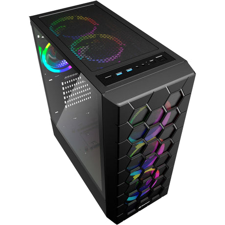 Obudowa midi tower Sharkoon rgb hex (czarna | 2x usb-a | 1x usb-c | rgb | szkło hartowane)
