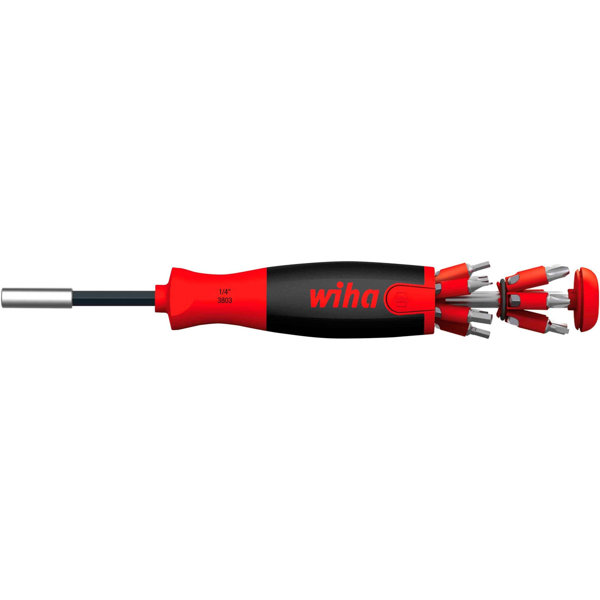 Wiha screwdriver with bit magazine liftup 25 (black red, incl. 12 bits, 1/4")