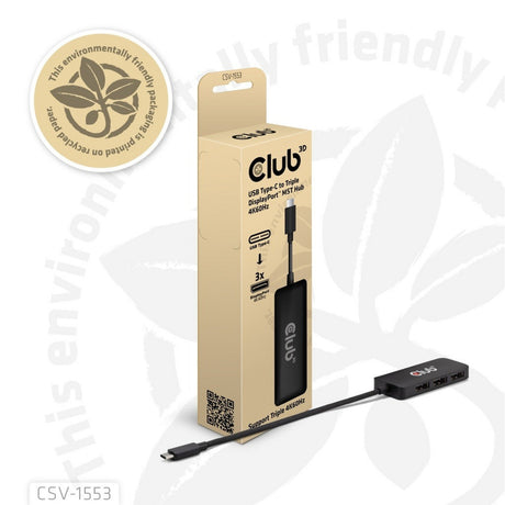 Club 3D USB-C till Triple DisplayPort MST Hub (svart, 4K60Hz)