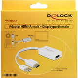 Delock HDMI-A (männlech) > Displayport 1.2 (weiblech) Adapter (wäiss, 0,245 Meter)