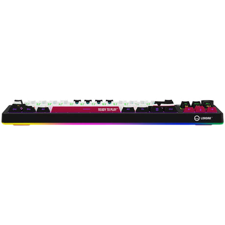 Lorgar kbp70tklw, gaming keyboard (black, US layout, Logar Toxic Purple, TKL, RGB, hot-swappable, PBT double-shot, Bluetooth 2.4GHz USB)