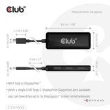 Club 3D USB-C to Triple DisplayPort MST Hub (Black, 4K60Hz)
