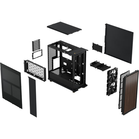 Fractal design north midi tower behuizing (zwart houtkleur | 2x usb-a | 1x usb-c)