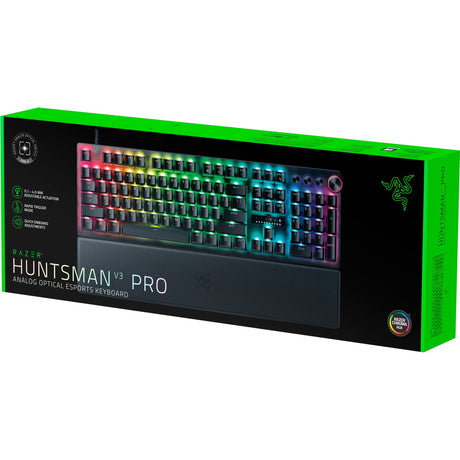 Mehanska igralna tipkovnica Razer Huntsman V3 Pro RGB (črna, ameriška postavitev (QWERTY), analogna optična generacija 2, 100 %, Double-Shot PBT)