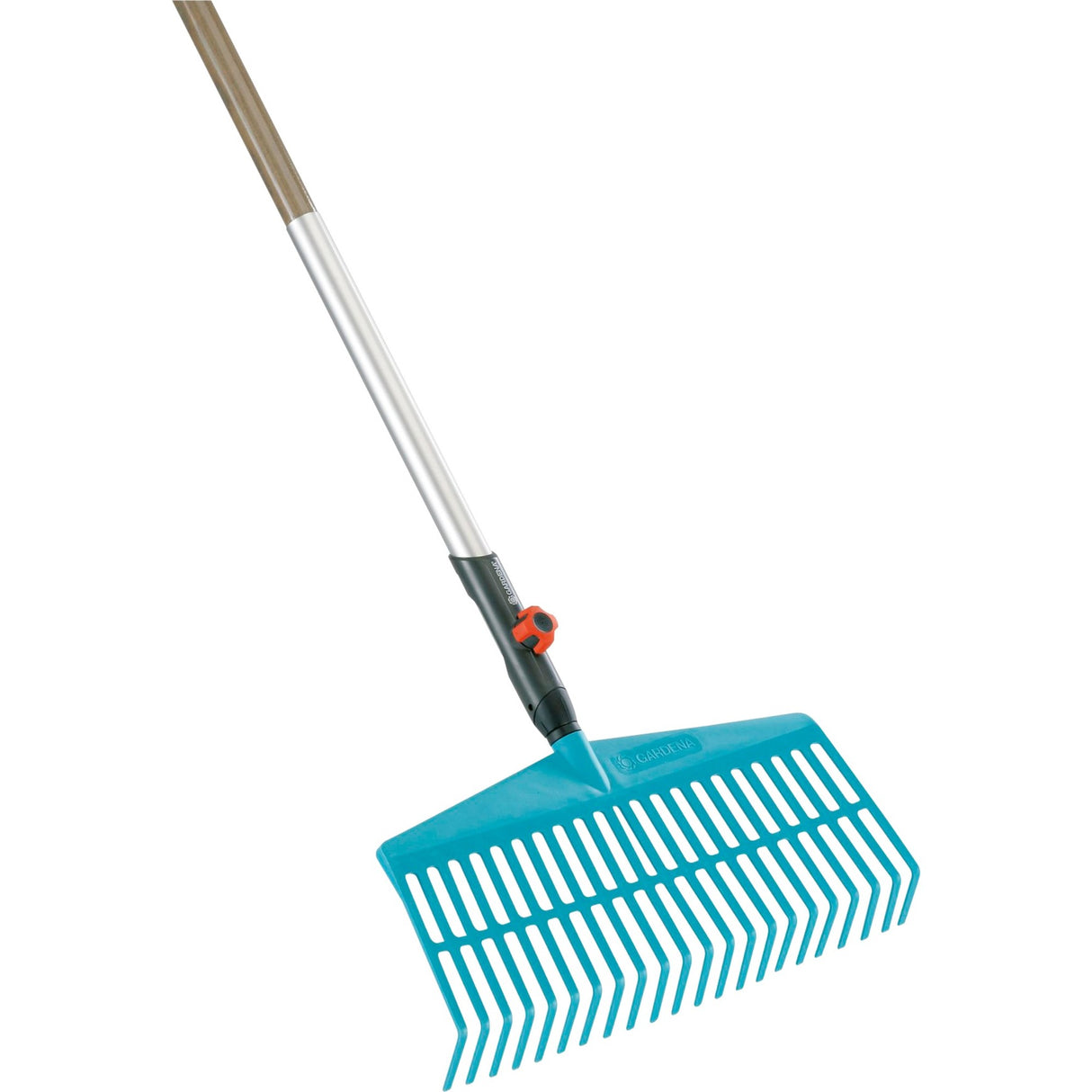 Gardena combisystem lawn rake leaf rake (turquoise wood-coloured, 3020-23)