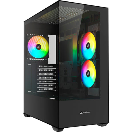 Sharkoon sk6 argb Midi Tower Gehäuse (schwaarz | 2x usb-a | rgb | temperéiert Glas)