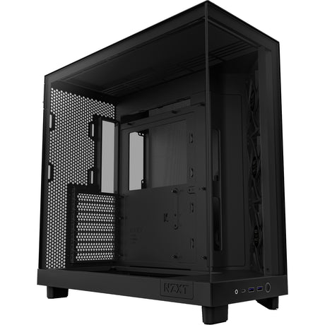 Nzxt h6 flow midi-tuermgehäuse (schwaarz | 2x USB-A | 1x USB-C | temperéiert Glas)