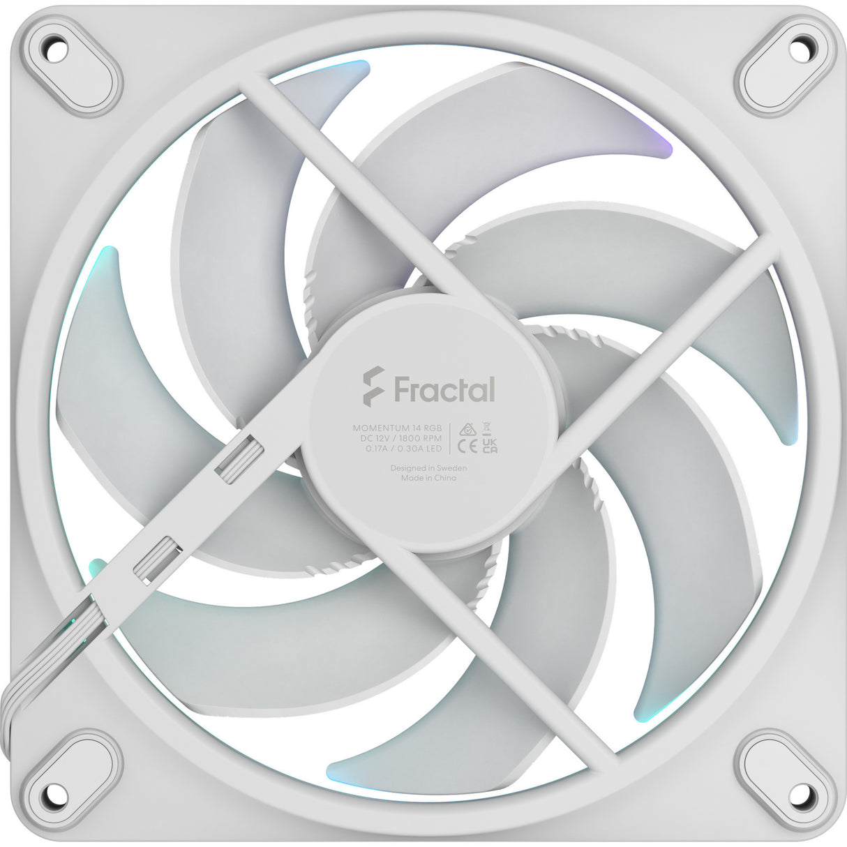 Fractal design momentum 14 rgb case fan (wit, 140 x 140 x 25 mm, pwm)