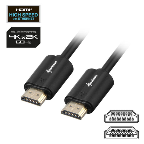 Sharkoon HDMI 2.0 Kabel (schwaarz, 2 Meter, 4K)