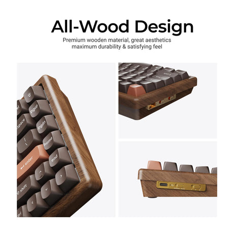 Keychron K2 HE all-wood special edition mechanical keyboard (wood color, US layout (QWERTY), Gateron double-rail magnetic Nebula, 75%, Gateron double-rail magnetic, OSA PBT double-shot, hot swap, Bluetooth 5.2 | USB-C)
