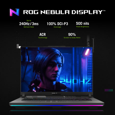 Asus rog strix g16 g614fr-s5252w 16 gaming laptop (grijs groen | r9 9955hx | rtx 5070 ti | 32 gb | 1 tb ssd)