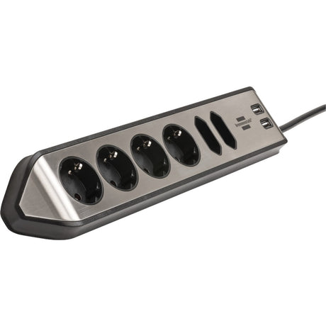 Brennerstuhl ®estilo kotna povezovalna letev s polnilno funkcijo USB 6-smerna 4x zaščitna vtičnica 2x evro srebrno črna