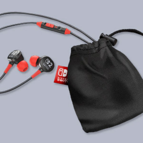Káblové slúchadlá Powera pre Nintendo Switch 2 do uší (čierne červené, Nintendo Switch 2, Nintendo Switch, Nintendo Switch - model OLED, Nintendo Switch Lite)