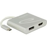 Delock USB-C > 1x HDMI + 1x DisplayPort adapter (silver, 0.1 meter, 4k)