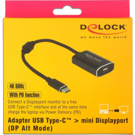 Díghlasáil USB-C (fireann) > mionphort taispeána (baineann) le hoiriúnóir feidhm PD (liath dorcha, 0.2 méadar)