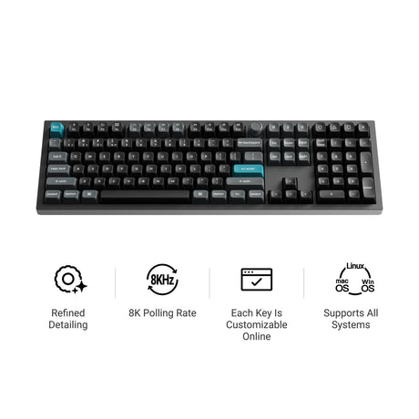 Keychron Q6 Ultra-M1 8K Wireless Custom Mechanical Keyboard (Black, US Layout (QWERTY), Silk POM Red, 100%, RGB, Hot Swap, 8K, 2.4 GHz Bluetooth 5.2 USB-C)