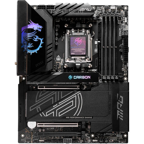 MSI MPG X870E Carbon WiFi Socket AM5 Motherboard (RAID, 5Gb-LAN, 2.5Gb-LAN, Wi-Fi 7, BT, Sound, ATX)