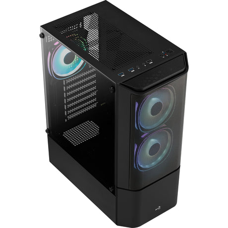 Aerocool quantum mesh v3 midi tower hölje (svart grå | 3x USB-A | RGB | fönster)