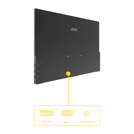 Aoc 16t20e2 15.6 monitor (black, 1x mini HDMI, 1x USB-C, audio)