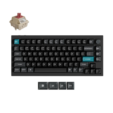Keychron Q1 Ultra-M1 8K Wireless Custom Mechanical Keyboard (Black, US Layout (QWERTY), Silk POM Red, 75%, RGB, Hot Swap, 8K, 2.4 GHz | Bluetooth 5.2 | USB-C)