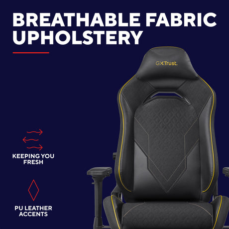 Trust gxt 721 ruya pro premium comfortabele gaming stoel (zwart geel)