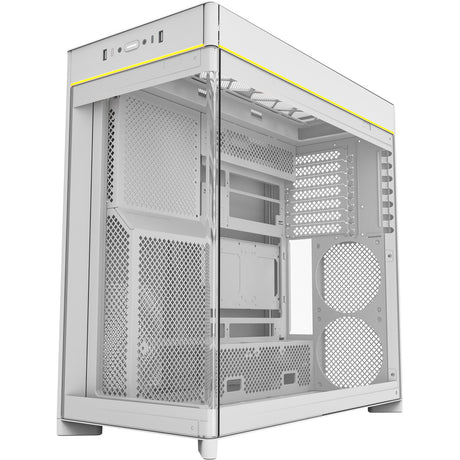 Montech hs02 midi tower behuizing (wit | 2x usb-a | 1x usb-c | rgb | tempered glass)