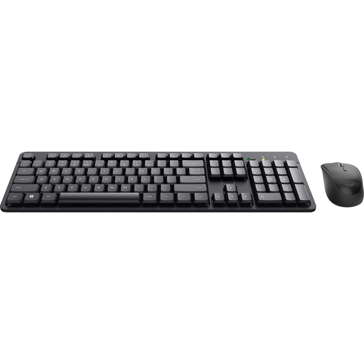 Trust Ody II Silent Wireless Tastatur a Maus Set Desktop Set (schwaarz, US Layout (QWERTY), Membran, 100%, 800 dpi - 1.600 dpi)