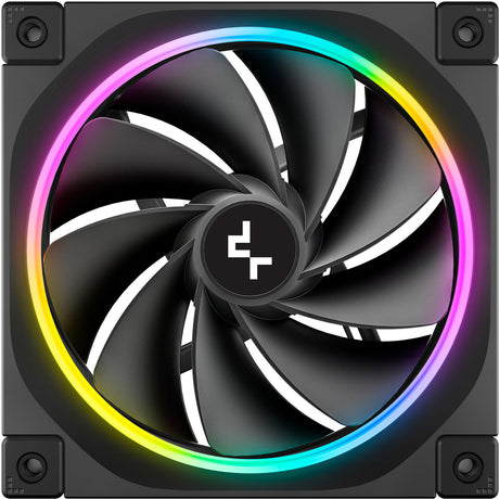Lucht leanúna cáis Deepcool fl12r rgb (dubh, 120 x 120 x 25 mm, pwm)