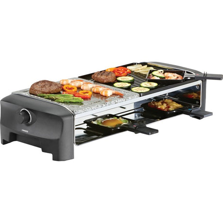 Princess raclette 8 stone grill party gurmanski set (sivo črn)